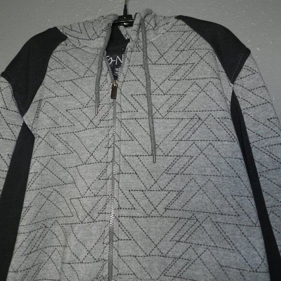 G-Net Mens Grey And Black Print Faux Fur Zip Up Winter Hoodie Jacket Size Large - Picture 3 of 7